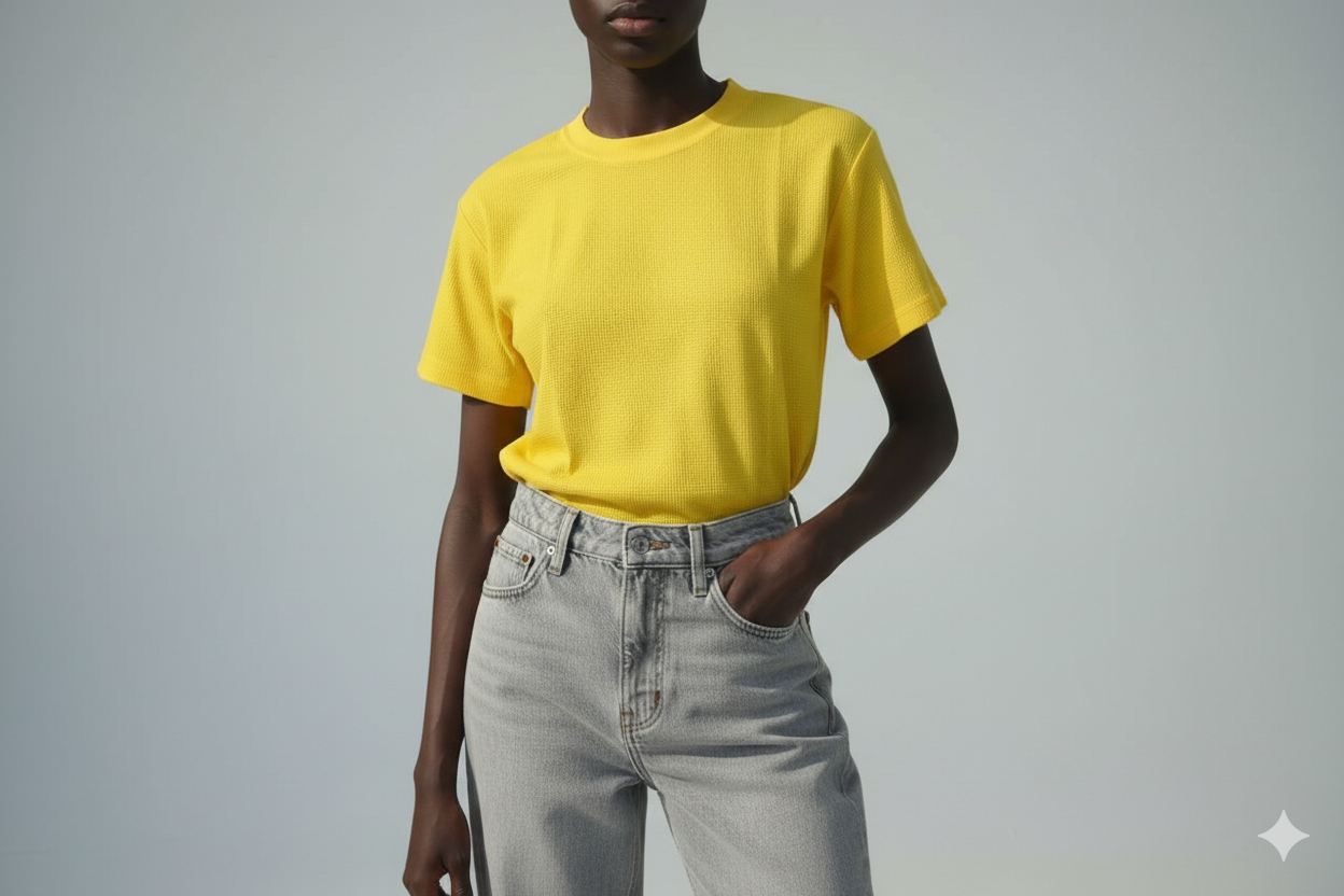 T-shirts jaune piqué 350gms