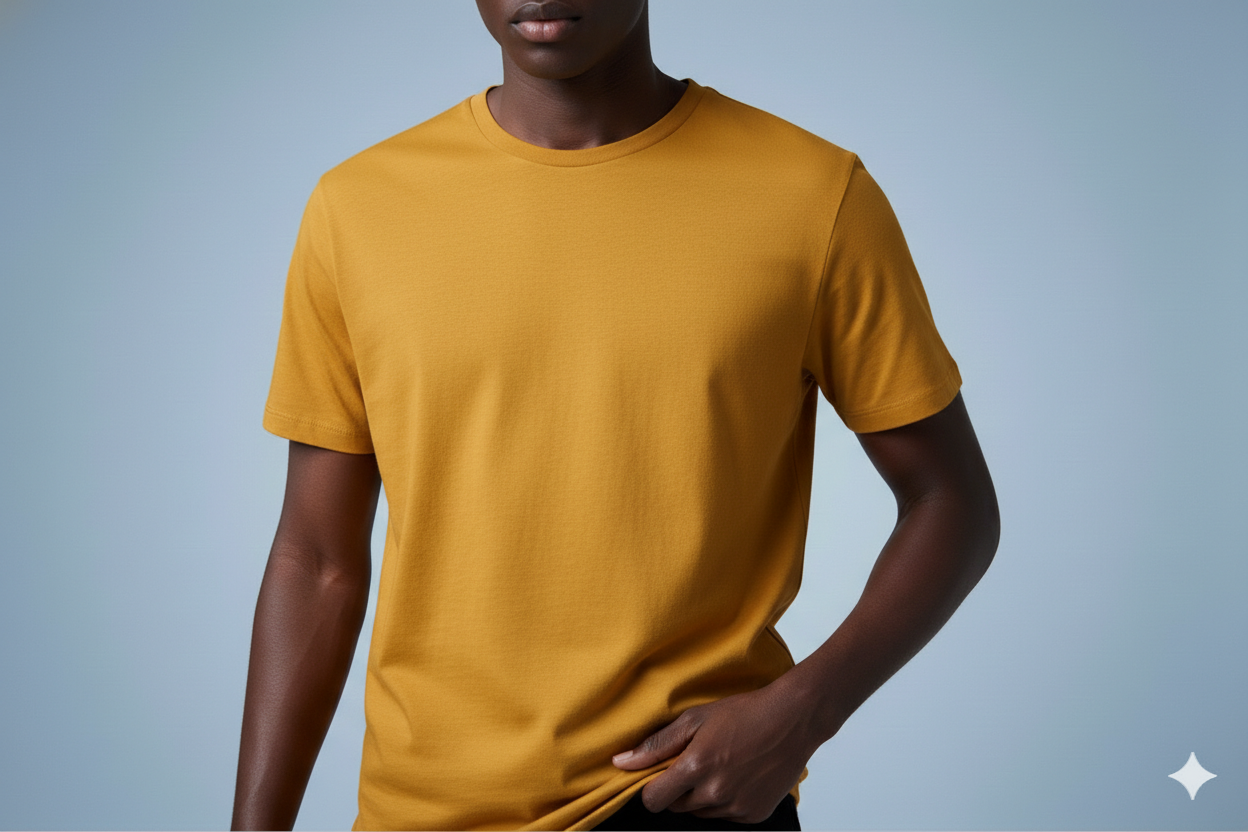 T-shirts jaune moutard 300gms