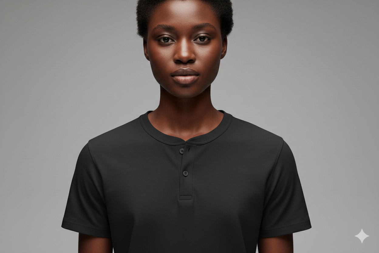 T-shirts col mao noir 1000gms