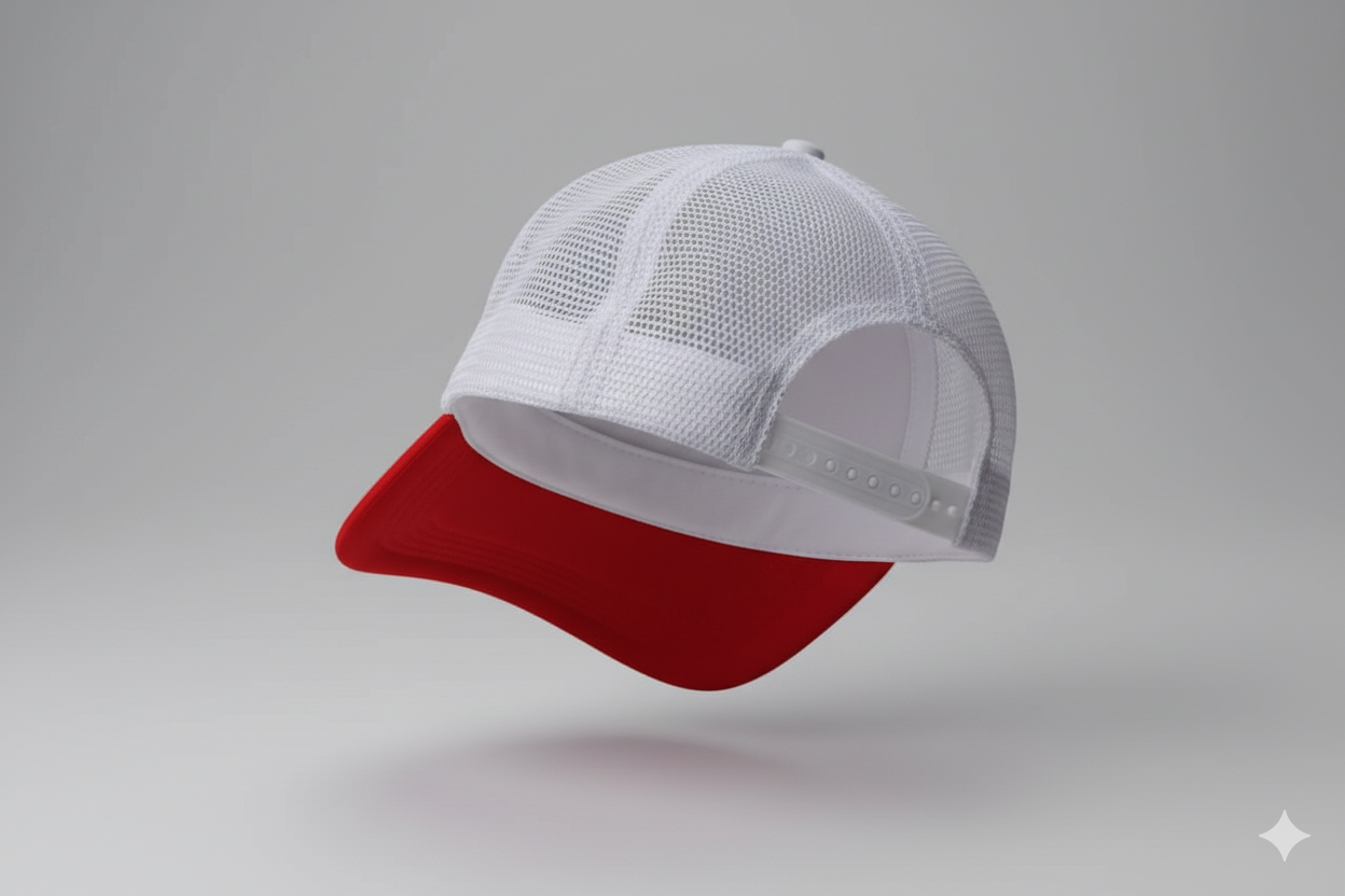 Chapeau blanc bord rouge